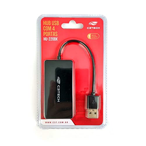 Hub USB 2.0 C3Tech, 4 Portas HU-220BK, Preto