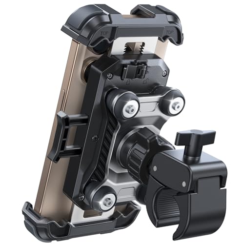 JOYROOM Handyhalterung Motorrad [Doppelt Vibrationsgedämpft] Handyhalter Fahrrad [Verbesserte Metall Fahrradlenker] Handy Halterung Lenker für iPhone 17 16 15 Pro Max Samsung Smartphones 4 7-7