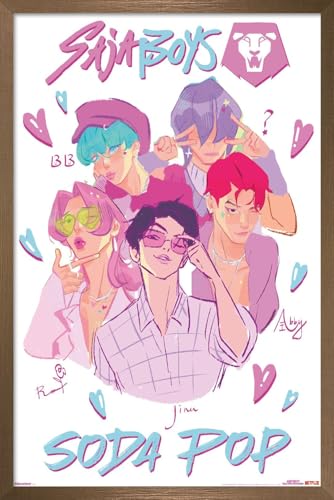 Trends International Netflix KPop Demon Hunters (2025) - Saja Boys Soda Pop Wall Poster, 22.4L x 14.7W, Bronze Framed Version