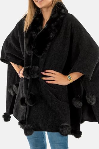 Poncho avec pompons femme - vue 4