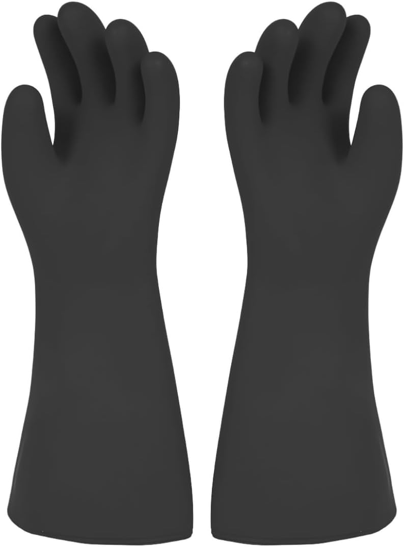 - Seamless Electrical Insulating Rubber Gloves, 33kV High Voltage Shock Protection Safety Hand Gloves for Electrician, Lineman, Utility & Maintenance Work - Black, Pack of 1 Pair