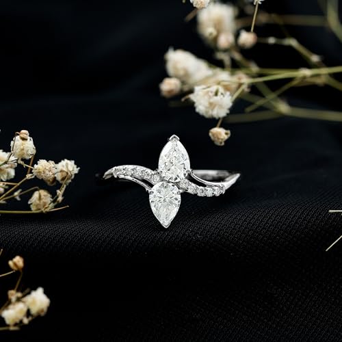 Certified Lab Grown Diamond 2 Stone Engagement Ring, Ef-Vs Quality, Pear Diamond Toi Et Moi Ring - Ready To Gift3