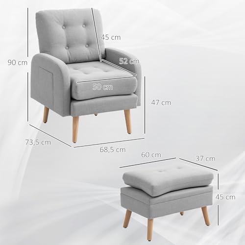 Fauteuil relax + repose-pied, poches latérales HOMCOM