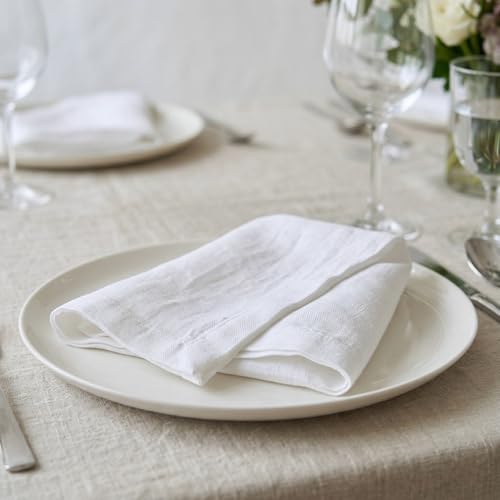 Solino Home White Linen Napkins Set of 4-100% Pure Linen Cloth Washable Dinner Napkins 20 x 20 Inch for Summer, 4th of July - Diana Medium Weight by Solino Home - Image 3