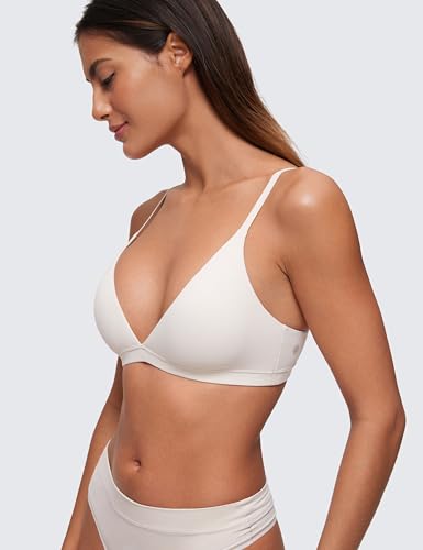 Image of CRZ YOGA Softhold Double Lined Triangle Bralette - Womens Adjustable Straps Wireless Cami Plunge T-Shirt Everyday Bra Comfy