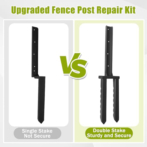4 Pcs Fence Post Repair Kit Heavy-Duty Serrated Design Fence Post Repair Piles, specifically Designed to Repair Tilted/Broken/Wobbly Wooden Fences by Nrspp - Image 3