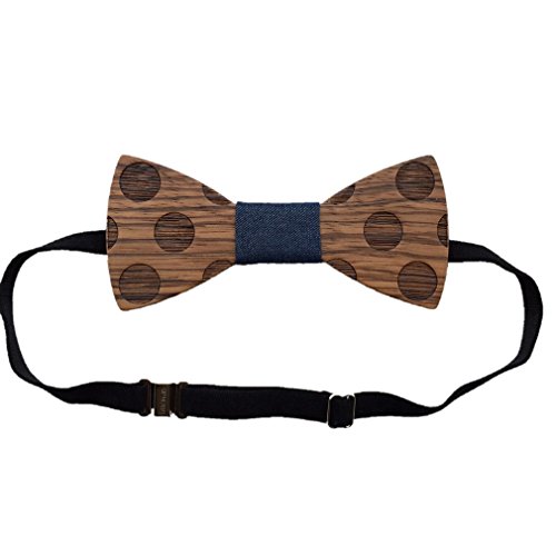 Hello Tie Men's Wood Bow Tie Handmade Creative Wooden Bowtie With Gift and Box, Circle Pattern, One Size
