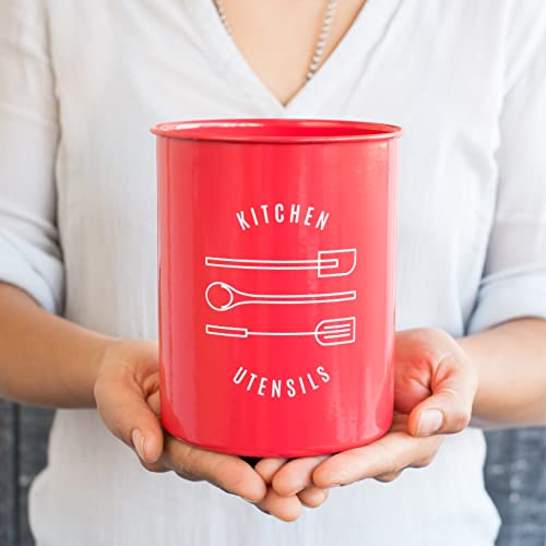 Now Designs Powder-Coated Steel Utensil Crock, Red #TOP2