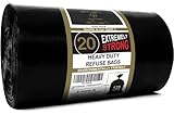 Haya Home 60 μm 120L 20 Extremely Strong Heavy Duty Black Bin Bags Bin Liners Refuse Sacks Waste Dustbin Bags Rubble Sack Industrial Commercial Builders Kitchen Home Office DIY Garden 100% Recycled