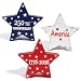 DPKOW 250th Anniversary American Table Decorations 4th of July Party Favors, 3 Red White Blue Wooden Star Plaque Patriotic Decorations Fourth of July Table Decor Memorial Day Sign, Double-Sided Design