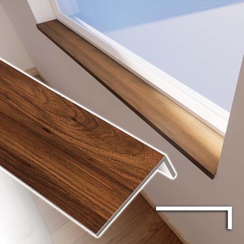 SXSJMY Walnut Color Window Sill Protector 24 inch / 36 inch / 48 inch Wide, 4 inch Deep Waterproof PVC Window Sills Cover Board, Cuttable Windows Replacement Plate for Decor
