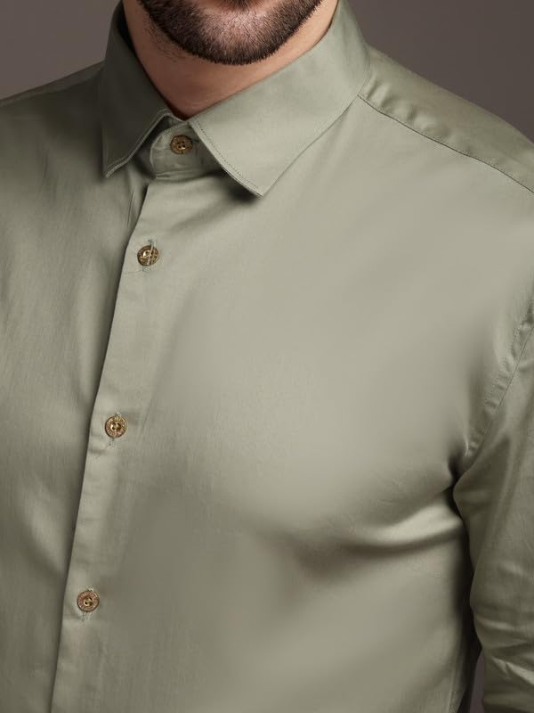Image of The Stripp & Co Men's Full Sleeve Cotton Solid Shirt | Regular Fit Casual | Soft & Breathable Fabric | Button-Down Collared Formal,& Office Wear | Everyday Shirt | Sizes M to 2XL