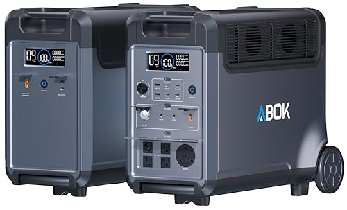 Image of ABOK Ark3600 Portable Power Station with Extra Battery, up to 11520Wh | 3840Wh LiFePO4 Battery, 3H Fast Charge, 3600W Solar Generator for Home Backup, Hurricane, Camping, RV