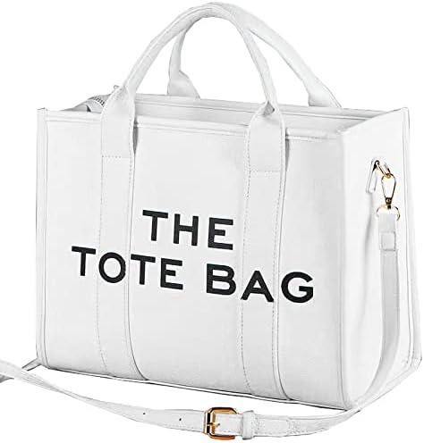 Ponfum Tote Bags for Women Casual Canvas Tote Bags with Zipper Handbags Shoulder Bags Crossbody Hobo Bag for Office School Shopping Travel