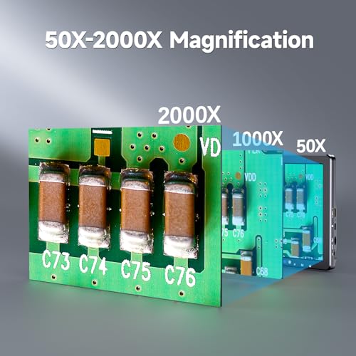 Leipan DM12 Digital Soldering Microscope 2000X, 10.1" Coin Microscope with 32GB TF Card, HDMI Connection for Adults,10 Lights,PC/TV Compatible