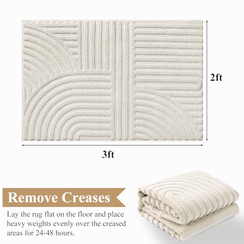 Pauwer 2x3 Area Rugs for Living Room, Modern Non Slip Washable Rug, Beige by Pauwer - Used condition - Image 2