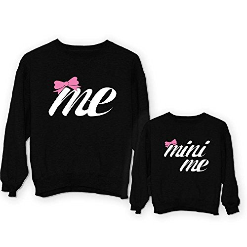 Coppia di Felpe Madre Figlia Idea Regalo Festa della Mamma Me And Mini Me Nere Grafica Femminuccia Donna XXL - Bimbo 5-6 Anni