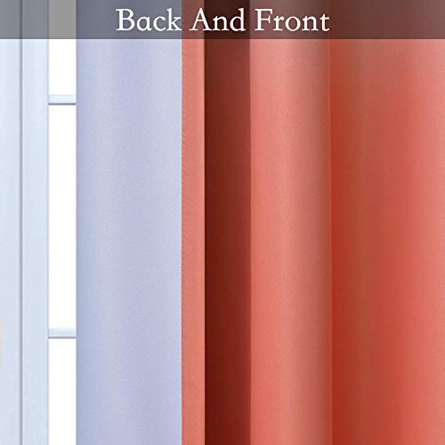 Image of SimpleHome Ombre Gradient Coral White to Gray Curtains for Bedroom,52Wx84L | Room Darkening Curtains,Light Blocking Thermal Insulated Grommet Window Curtains for Living Room,2 Panels,84 Inches Length