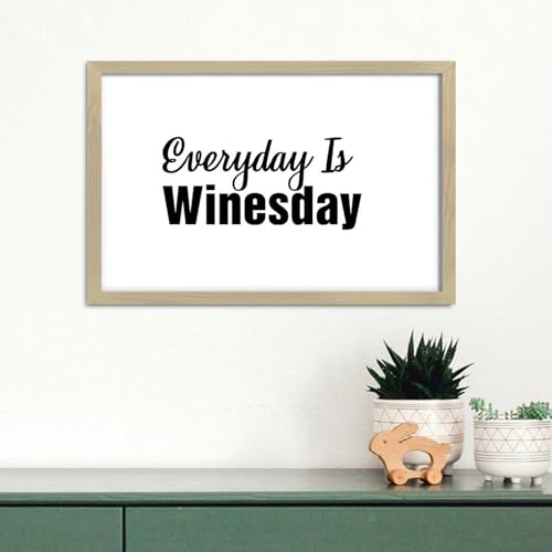 Art mural antique Everyday Is Winesday avec cadre en bois premium