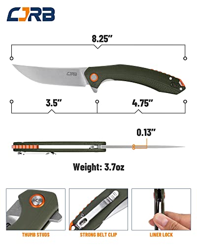 Cjrb Folding Knife Gobi (J1906) Ar-Rpm9 Powder Steel G10 Handle Edc Knife Pocket Knife Green #TOP2