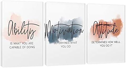 3 Piece Inspirational Canvas Wall Art, Quotes Motivational Mindset Print Pictures for Office Wall Decor, Triptych Entrepreneur Poster Framed Artwork for Women Men Home Decor Ready to Hang (72"Wx36" H)