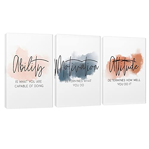 3 Piece Inspirational Canvas Wall Art, Quotes Motivational Mindset Print