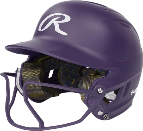 Casque de batting Rawlings violet ajustable de taille 6 3/8-7 1/8 pour junior au fastpitch