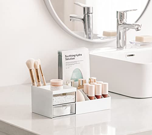 Hblife Makeup Organizer For Vanity Desk Organizers And Storage Skincare Organizers Cosmetic Display Case Desktop Organizer For Office, White #TOP5