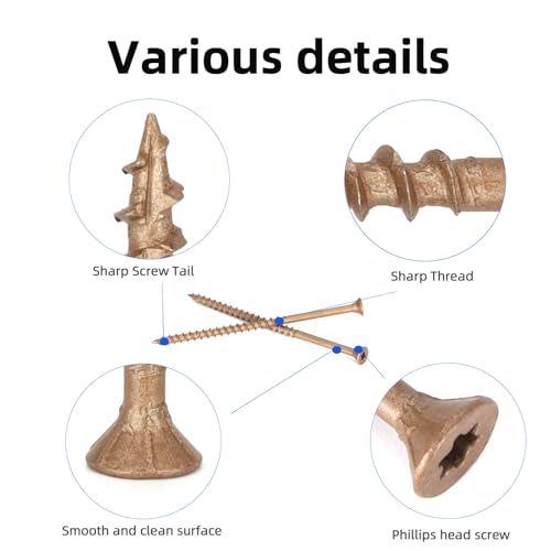Image of Deck Screws #10 x 4'', T25 Star Torx Drive Flat Head Wood Screws, Brown, 5lb