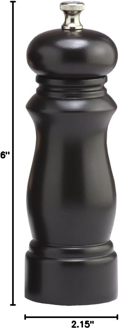Chef Specialties 6 Inch Salem Pepper Mill - Ebony - Made in USA