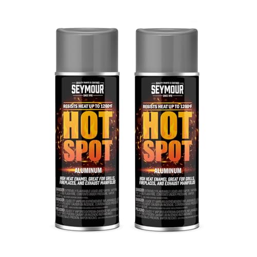 16-1201 Seymour Hot Spot Hi-Heat Resistant Spray Paint, Aluminum, 12 oz – 2-Pack, Up to 1200°F, Fast-Drying, Durable Finish
