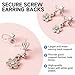 PAGOW 2 Pairs Metal Earring Backs for Droopy Ears, Earring Supports Earring Lifters, Earring Backs for Heavy Earrings, Locking Pierced Earring Back for Stretched Earlobes (White Gold)