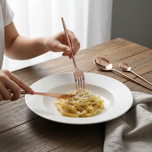 Image of 4 Pcs Rosegold Slim Handle Stainless Steel Cutlery Set for Dining Table with Spoon and Fork Set & Butterknife - The Perfect Tableware /Flatware