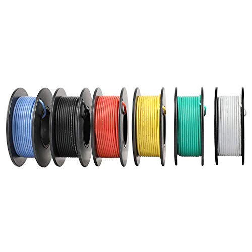 0.05mm² Hook up Electric wire - Flexible Silicone Rubber Electric Wire 6 Colors 32.8ft Each 30 AWG 600V Tinned Copper Electric Cable for DIY (30AWG)