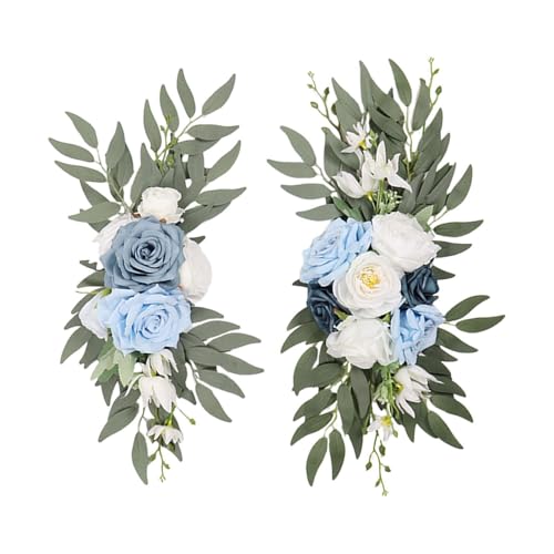 Guirnalda de rosas artificiales azules para solucionar decoración de bodas 4