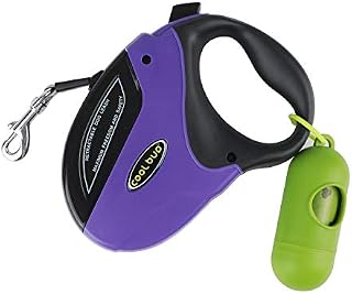 smartelf Retractable Dog Leash Heavy Duty Walking Lead for Small Medium Large Dogs Up to 110lbs,Strong Nylon Ribbon Extends 16ft Tangle Free,One Button Break & Lock-purple