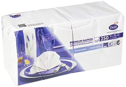 Duni 250 Large Premium Napkins (33cm 3ply), White