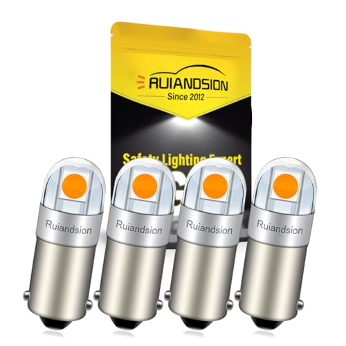 Ruiandsion BA9S - foco LED BA9S de 24 V, no polaridad BA9 1895 1891 53 57 amarillo 3030 2SMD chipsets para interior de coche, luces de matrícula, paquete de 4