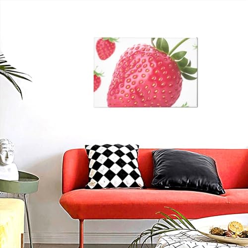 Impression sur toile fraise rose pour déco salon moderne 45x30 cm