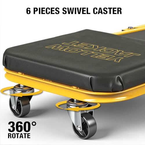 YELLOW JACKET Mechanic Creeper Stool, 40 Inches Extended 2-in-1 Foldable Z-Creeper Rolling Garage Seat with Wheels, Heavy Duty Steel Auto Repair Garage Stool for Shop, 330 LBS Capacity by YELLOW JACKET - Image 3