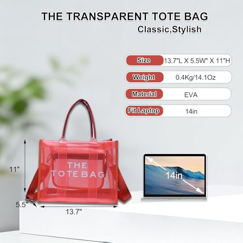 Image of Clear Tote Bag Stadium Events Large Clear Purse for Women Transparent Crossbody Bag for Concert,Work,Beach,Sport