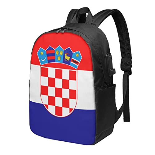 FYCFSLMY Croatia Flag Laptop Backpack, Travel Backpack with USB Charging Port, Computer Bag for Men Women