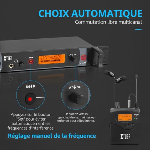 XTUGA RW2080 Système de Moniteur Intra-auriculaire 2 canaux 6 bodypack with Transmitter Noir – vue 4