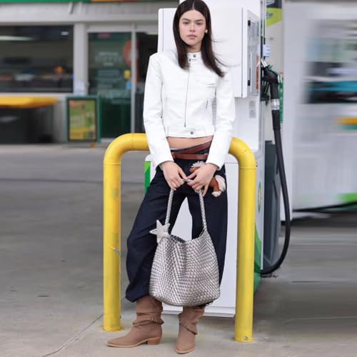 Image of Woven Tote Bag for Women, Shoulder Handbags, Beach Hobo, Handwoven Satchel Underarm Bag, Top-Handle Bag With Purses