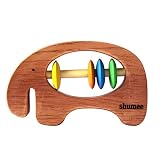 Shumee - Wooden Baby Rattle Clutching Toy - Elephant Shaped Animal Teether for Kids - (Gift 6 Months