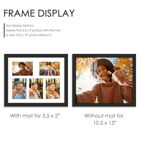 Image of DUENPY 10.5x13 Picture Frame 5-Opening 3.5x5 Collage Picture Frame Displays Five 3.5x5 inch Photos Collage Wall Decor Wall Hanging or Tabletop Black
