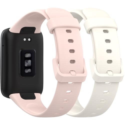 Pheant Sportarmband compatibel met Xiaomi Smart Band 7 Pro, siliconen, reservearmband voor dames en heren, roze-wit