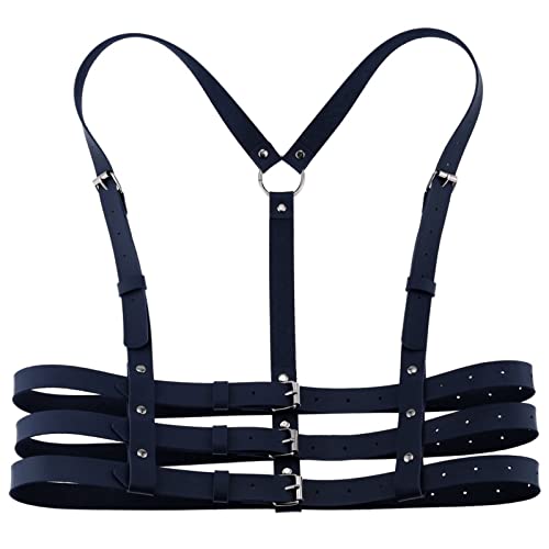 The New Corset Waist and Waist One Belt Beautiful Breasts Beautiful Back Beautiful Waist Fashion Wear Body Harness Sexy Straps(Dark Blue)