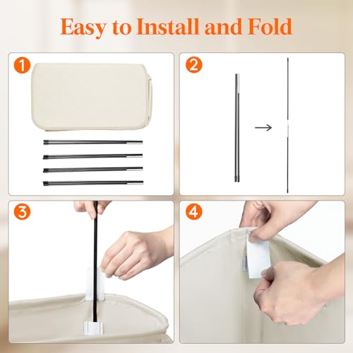 Lifewit 65L Slim Laundry Hamper, Small Laundry Basket with Lid, Dirty Narrow Collapsible Clothes Storage with Easy Carry Extended Handles, Tall Hampers for Bedroom Laundry Room, White by Lifewit - Image 6
