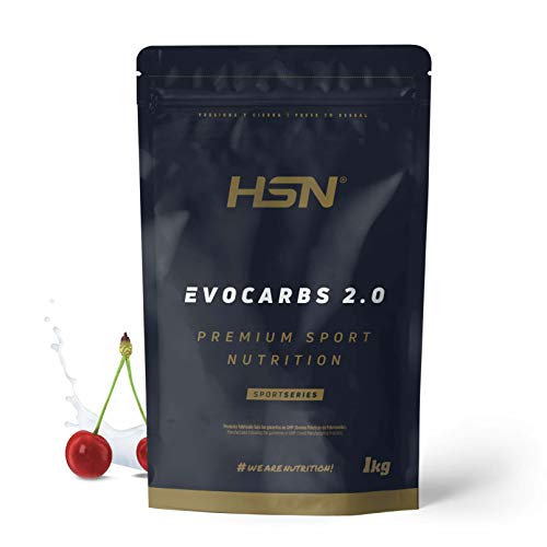 HSN Carbohidratos (Maltodextrina Dextrosa Fructosa) y Sales Minerales Evocarbs 2.0 | Cereza 1Kg | Bebida Isotónica en Polvo con Electrolitos | No Incluye Dosificador | Vegano, Sin Gluten